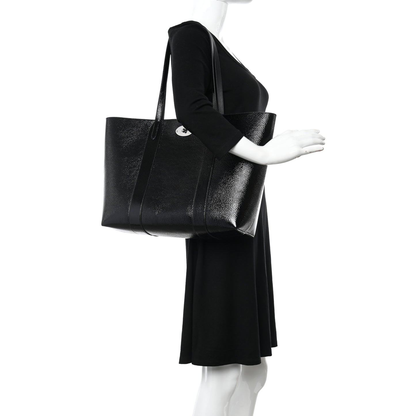 High Shine Grain Bayswater Tote Black
