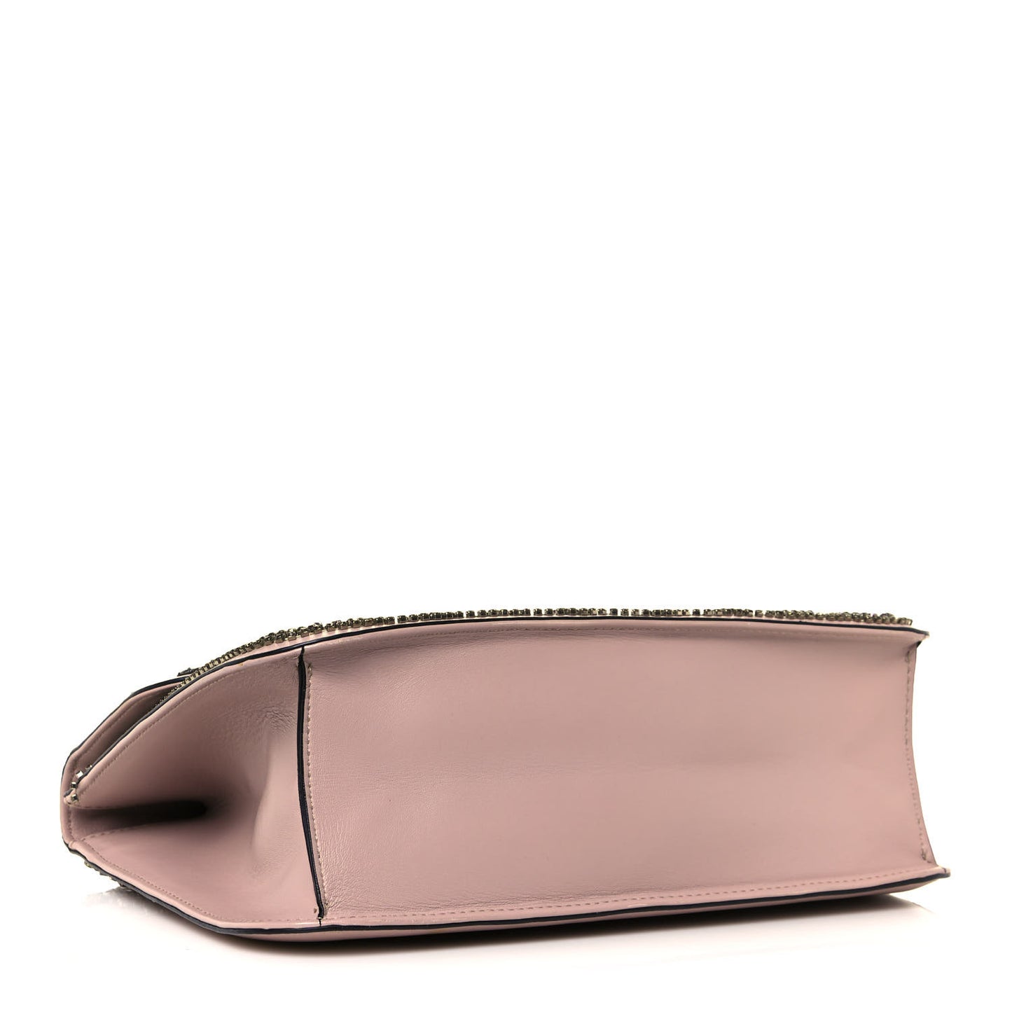 Vitello Crystal Embellished Medium Glam Lock Rockstud Flap Poudre