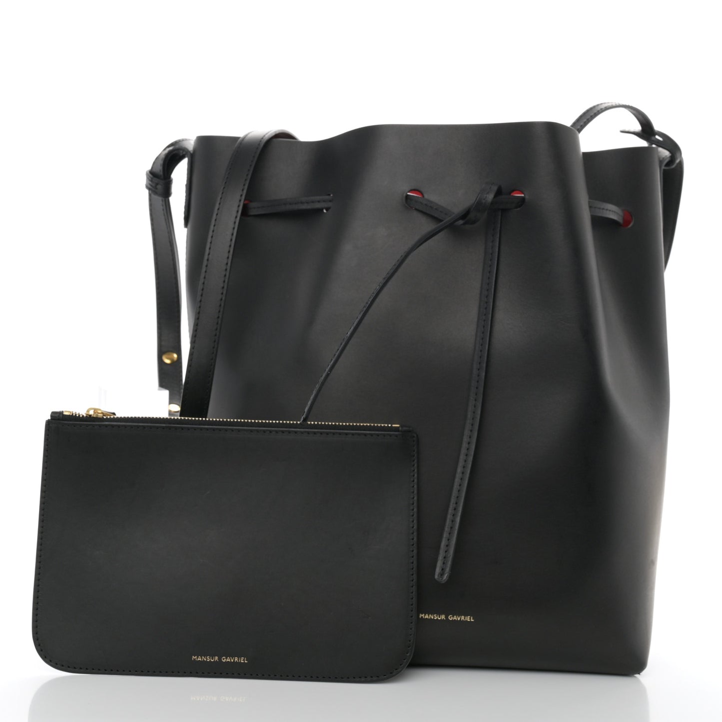 Vegetable Tanned Calfskin Bucket Bag Black Flamma