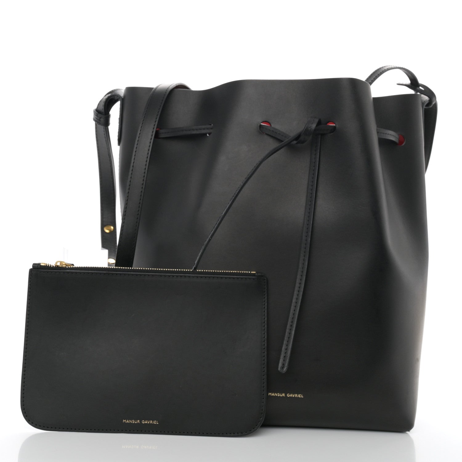 Mansur Gavriel Vegetable Tanned Calfskin Bucket Bag Black Flamma 3 of 10