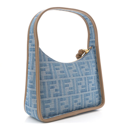 Fendi Denim Jacquard Vitello Grace FF 1974 Mini Fendessence Shoulder Bag Denim Sand 3 of 10