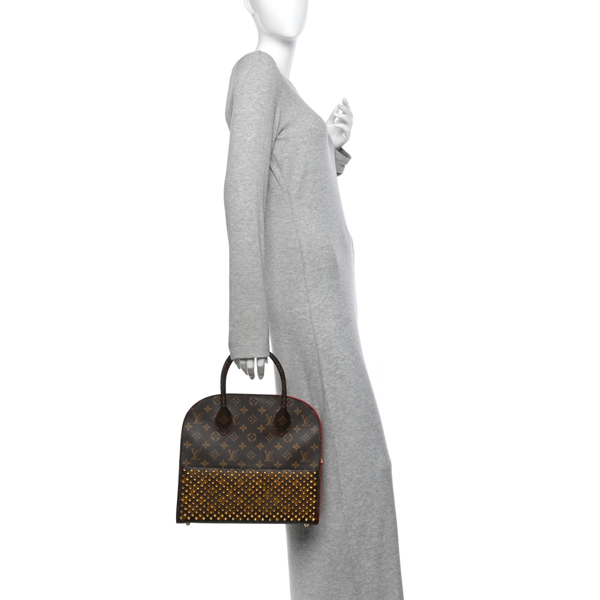Monogram Calf Hair Spikes Iconoclasts Christian Louboutin Tote Red