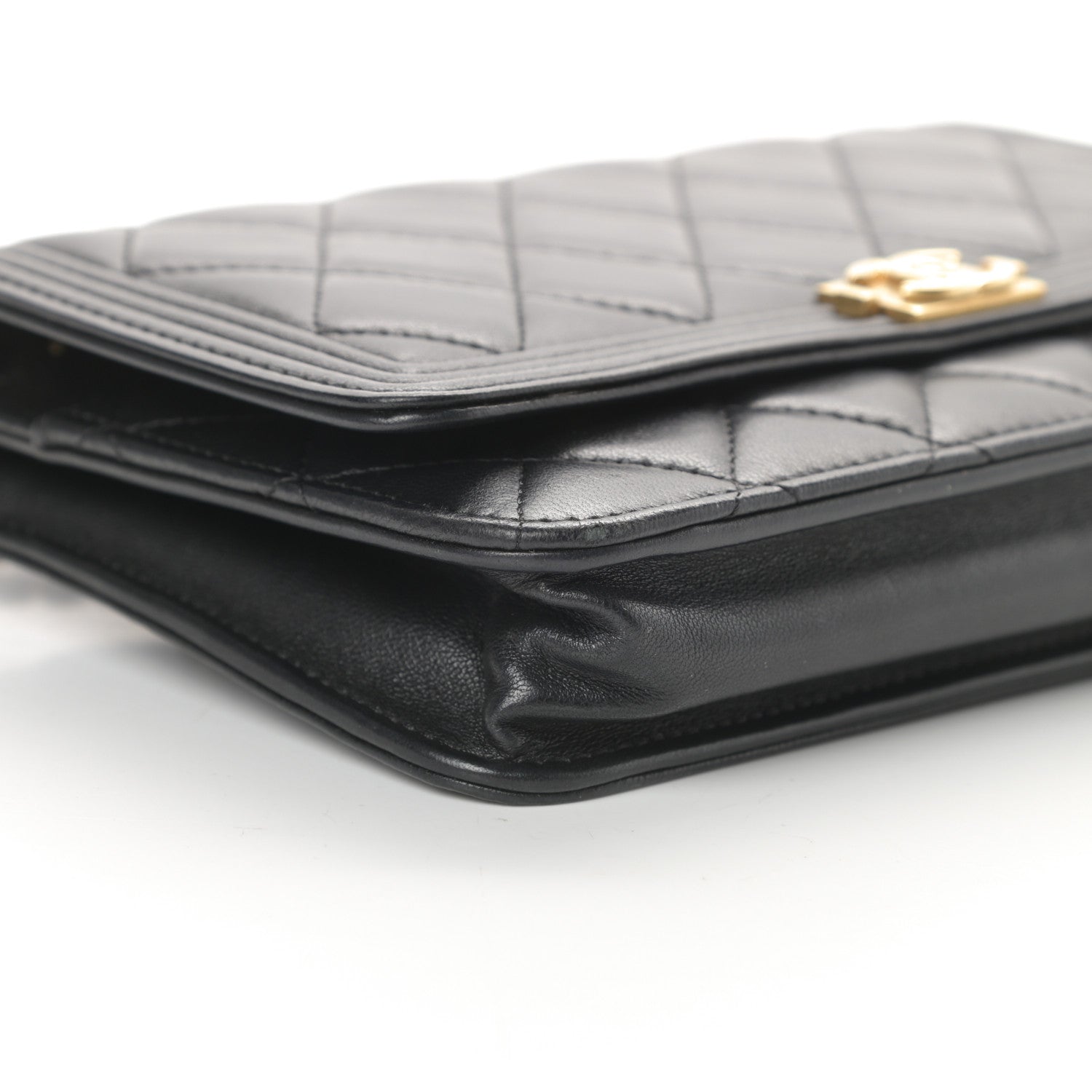Chanel Lambskin Quilted Boy Wallet On Chain WOC Black 10 of 16