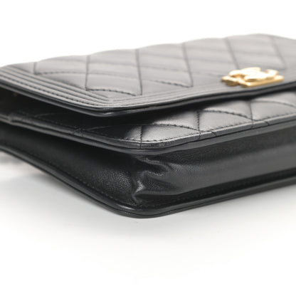 Chanel Lambskin Quilted Boy Wallet On Chain WOC Black 10 of 16
