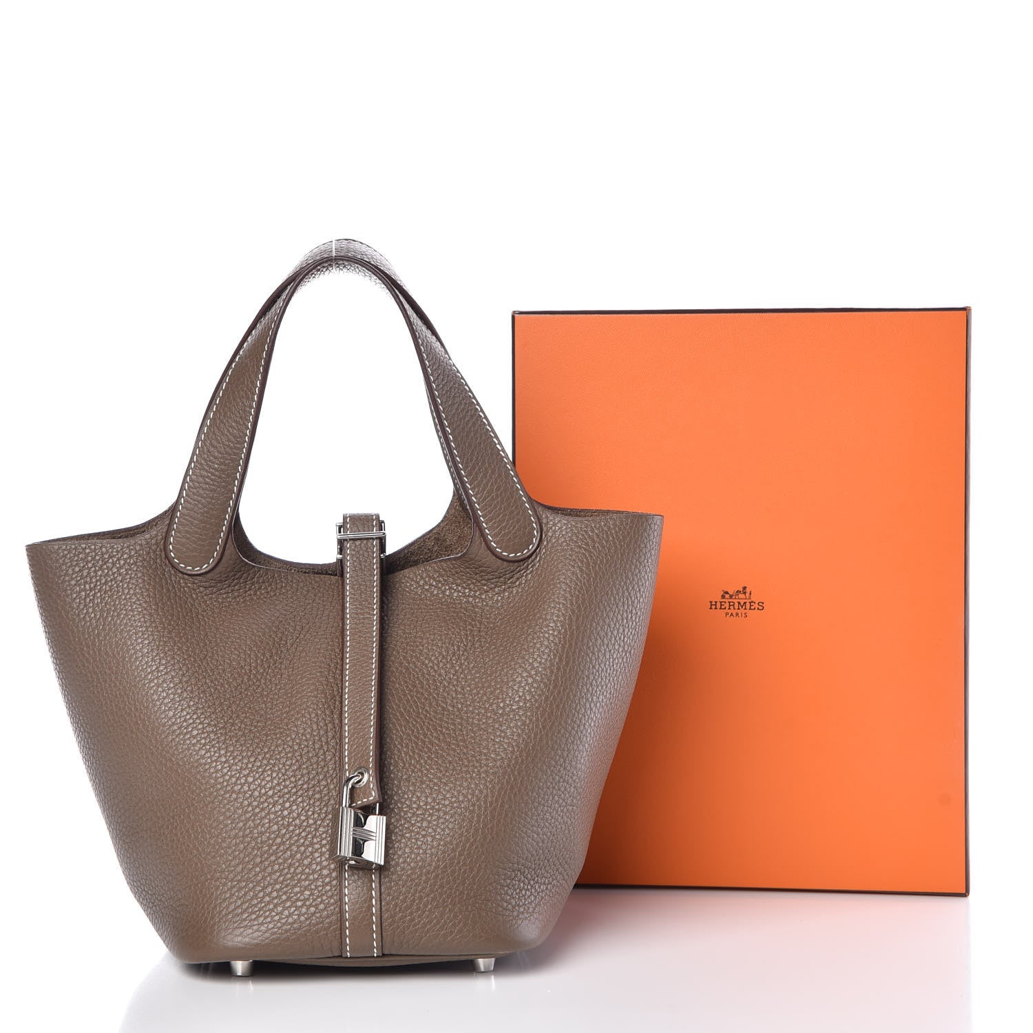 Hermes Taurillon Clemence Picotin Lock 18 PM Etoupe 17 of 17