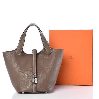 Hermes Taurillon Clemence Picotin Lock 18 PM Etoupe 17 of 17