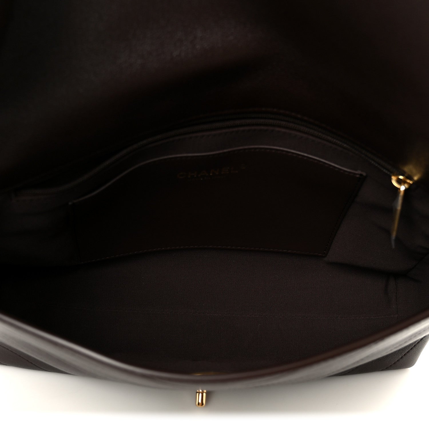 Chanel Lambskin Chevron Maxi Flap Bag Dark Brown 5 of 11