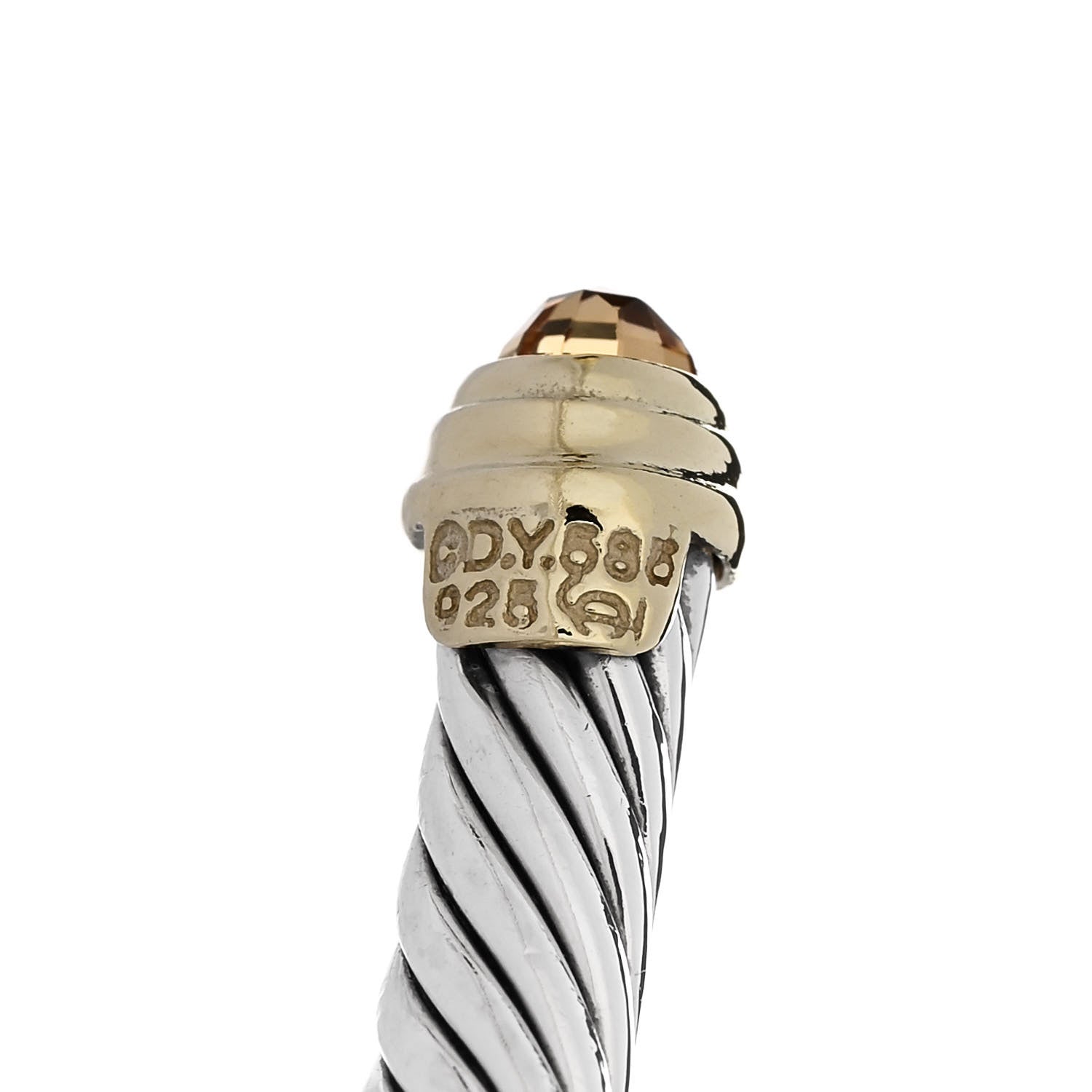 David Yurman Sterling Silver 14K Yellow Gold Citrine 5mm Cable Classics Petite Color Bracelet 3 of 3