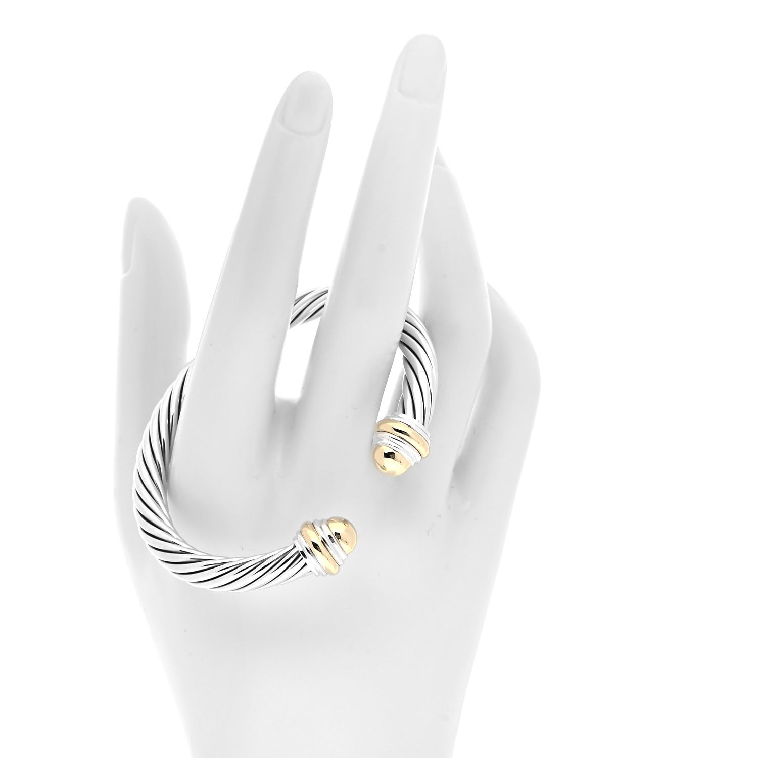 David Yurman Sterling Silver 14K Yellow Gold 7mm Cable Classics Bracelet 2 of 4