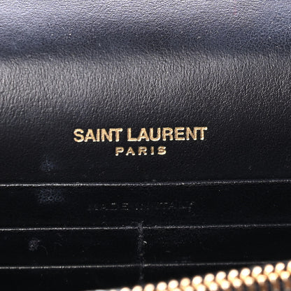 Saint Laurent Calfskin Crocodile Embossed Kate Monogram Tassel Chain Wallet Black 5 of 10