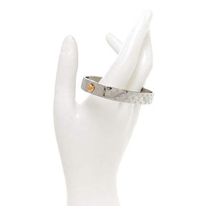 Louis Vuitton Brass Palladium Plated Nanogram Cuff S Silver 2 of 6