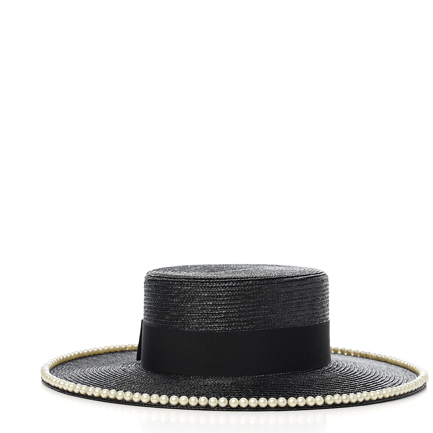 Straw Pearl Embellished Notte Hat S 56