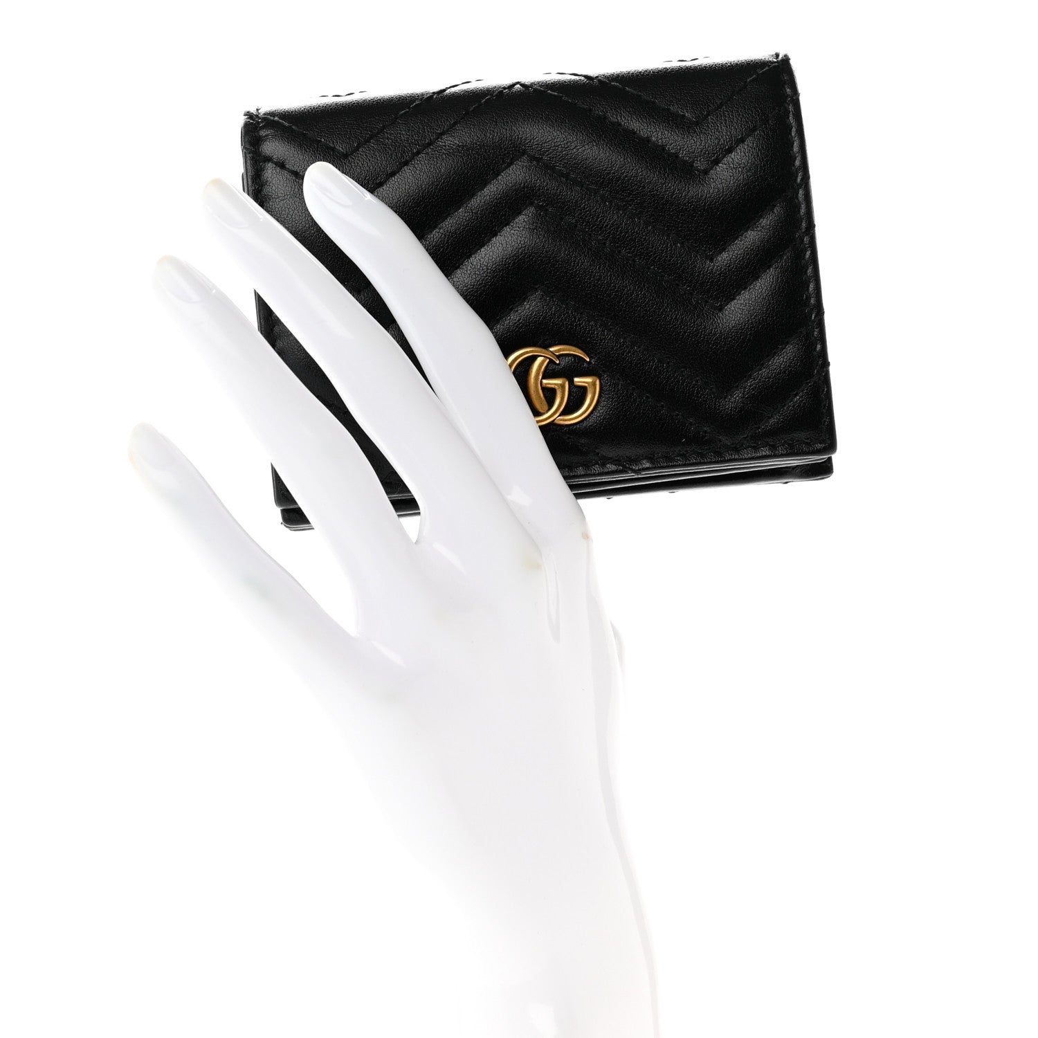 Gucci Calfskin Matelasse GG Marmont Card Case Wallet Black 2 of 8