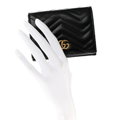 Gucci Calfskin Matelasse GG Marmont Card Case Wallet Black 2 of 8