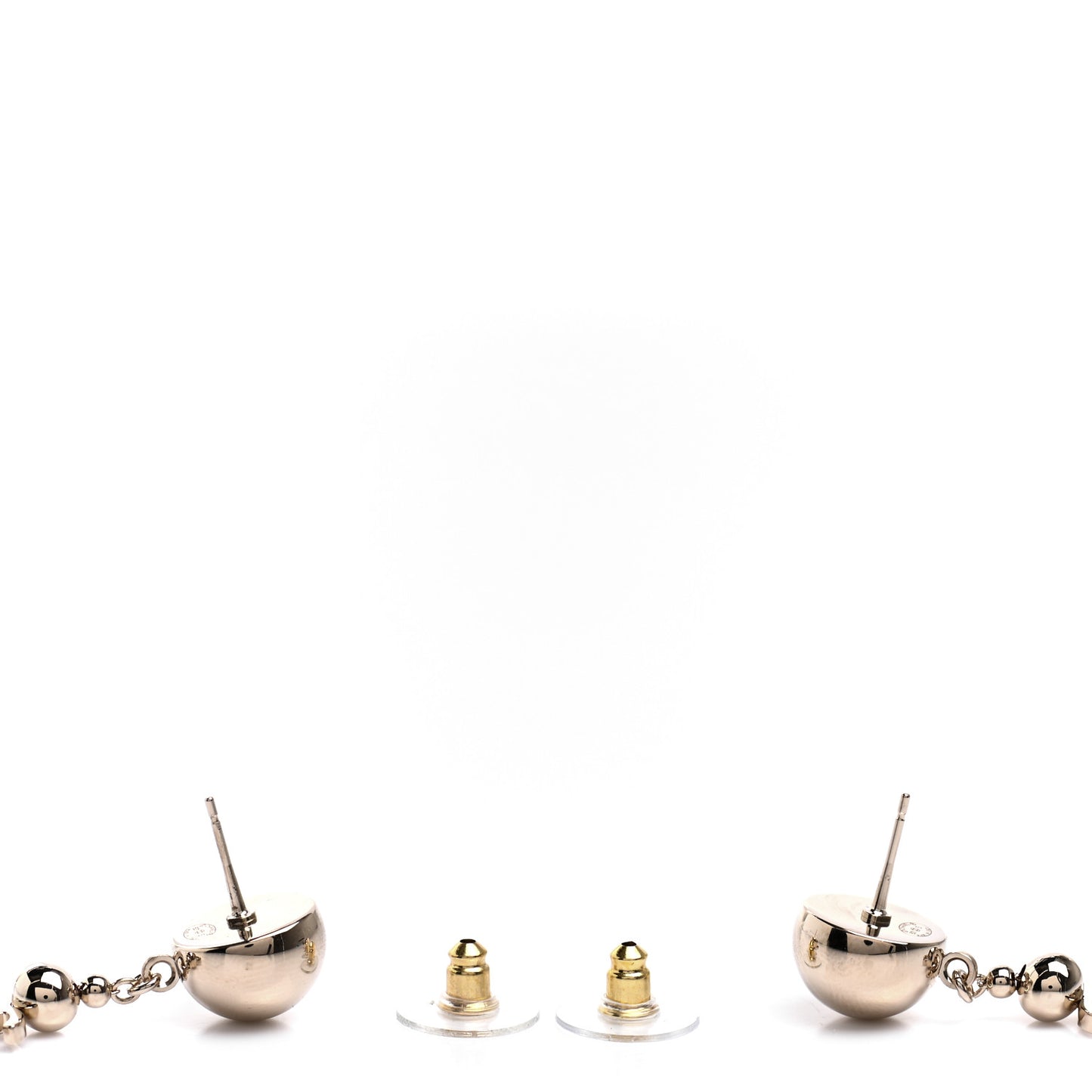 Metal CC Drop Earrings Gold