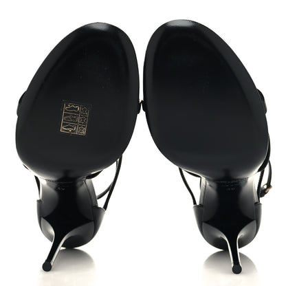 Saint Laurent Calfskin Cassandra 100 Ankle Strap Sandals 39 Black Gold 5 of 9