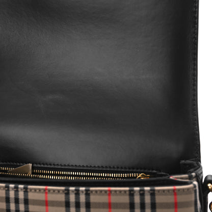 Burberry Smooth Calfskin 1983 Knight Check Link Shoulder Bag Black 7 of 9