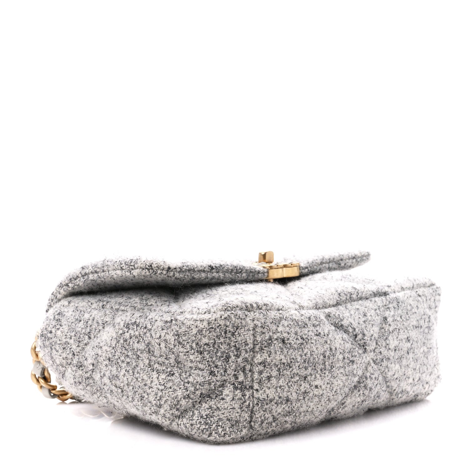 Chanel Tweed Quilted Medium Chanel 19 Flap Grey Ecru 4 of 10