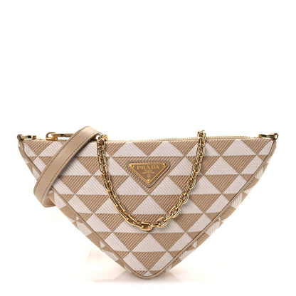 Prada Jacquard Triangolo Symbole Embroidered Mini Triangle Bag Corda Talco 1 of 12