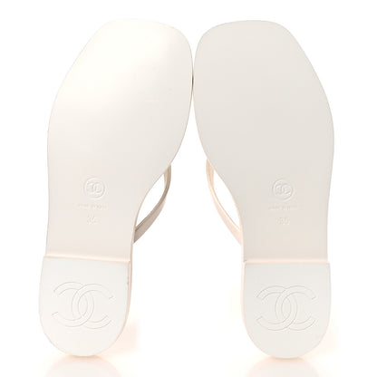Chanel Goatskin CC Times Square Thong Sandals 35 White 7 of 11