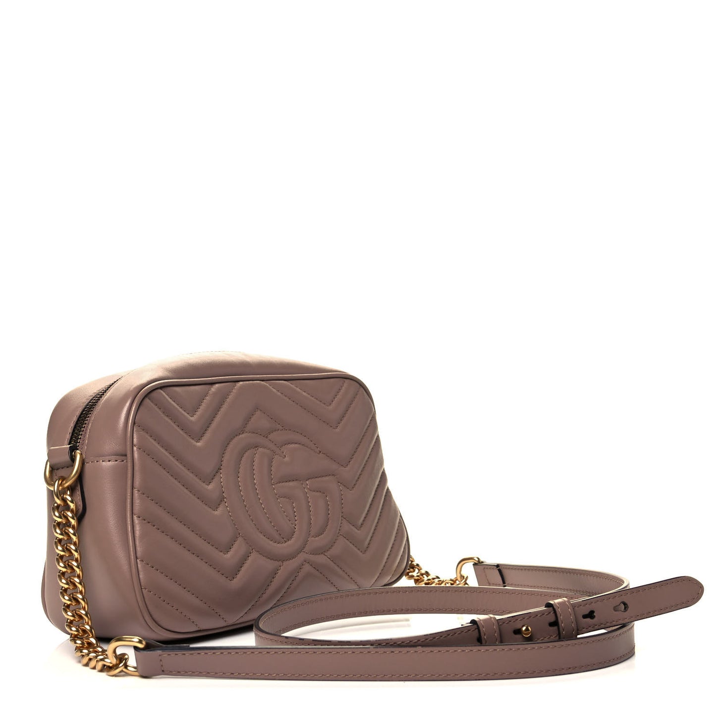 Calfskin Matelasse Small GG Marmont Chain Shoulder Bag Porcelain Rose