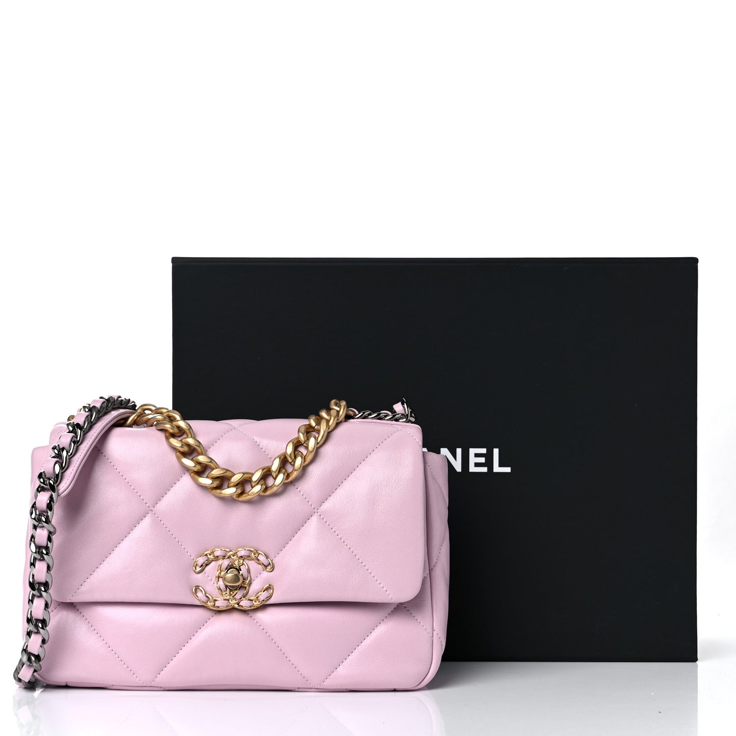 Lambskin Quilted Medium Chanel 19 Flap Light Pink