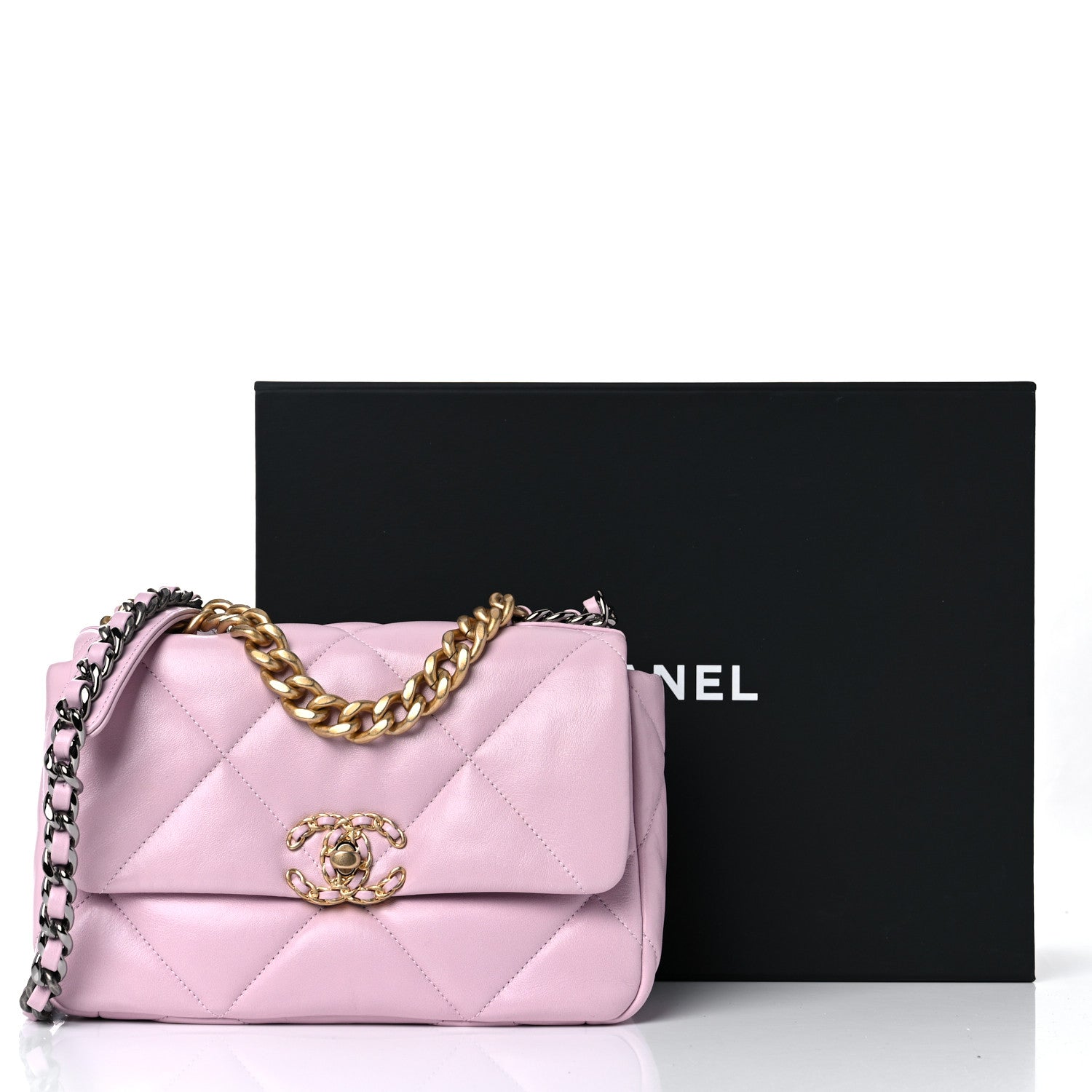 Chanel Lambskin Quilted Medium Chanel 19 Flap Light Pink 10 of 10