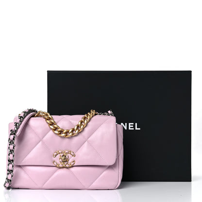Chanel Lambskin Quilted Medium Chanel 19 Flap Light Pink 10 of 10
