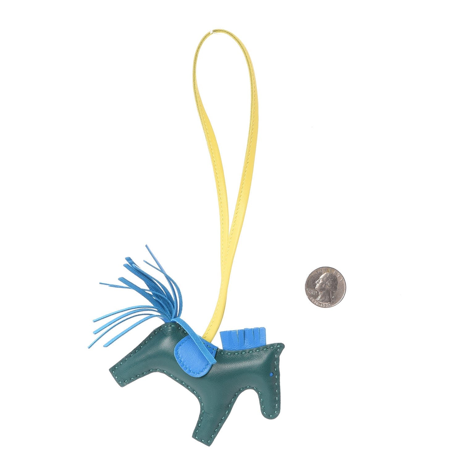 Hermes Milo Lambskin Grigri Rodeo Horse Bag Charm PM Malachite Bleu Zanzibar Lime 2 of 4