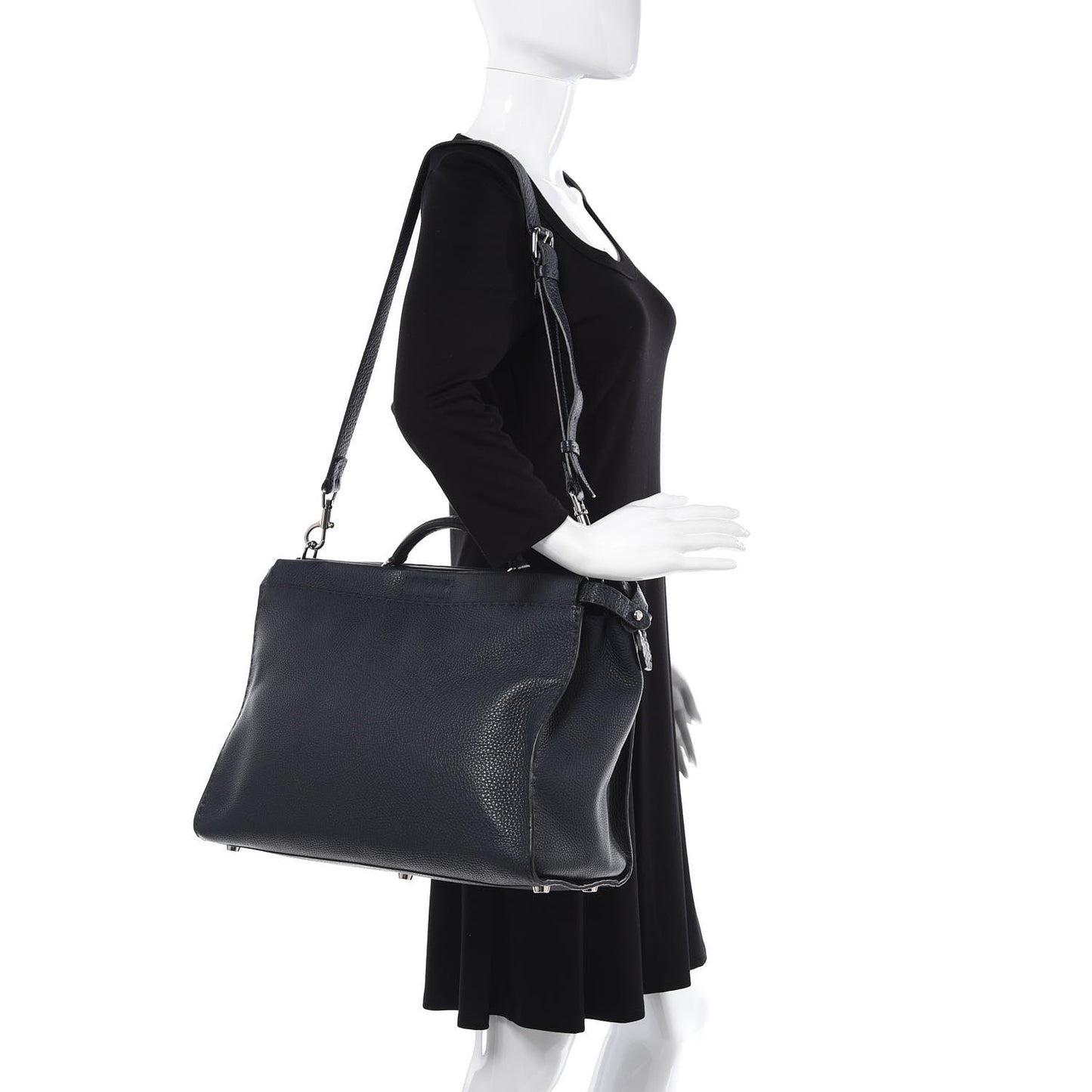 Cuoio Romano Selleria Bi-Color Large Mens Peekaboo Iconic Essential Satchel Lavagna Black