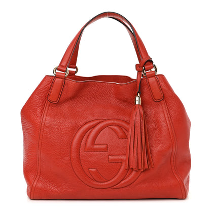 Gucci Pebbled Calfskin Medium Soho Shoulder Bag Red 1 of 13