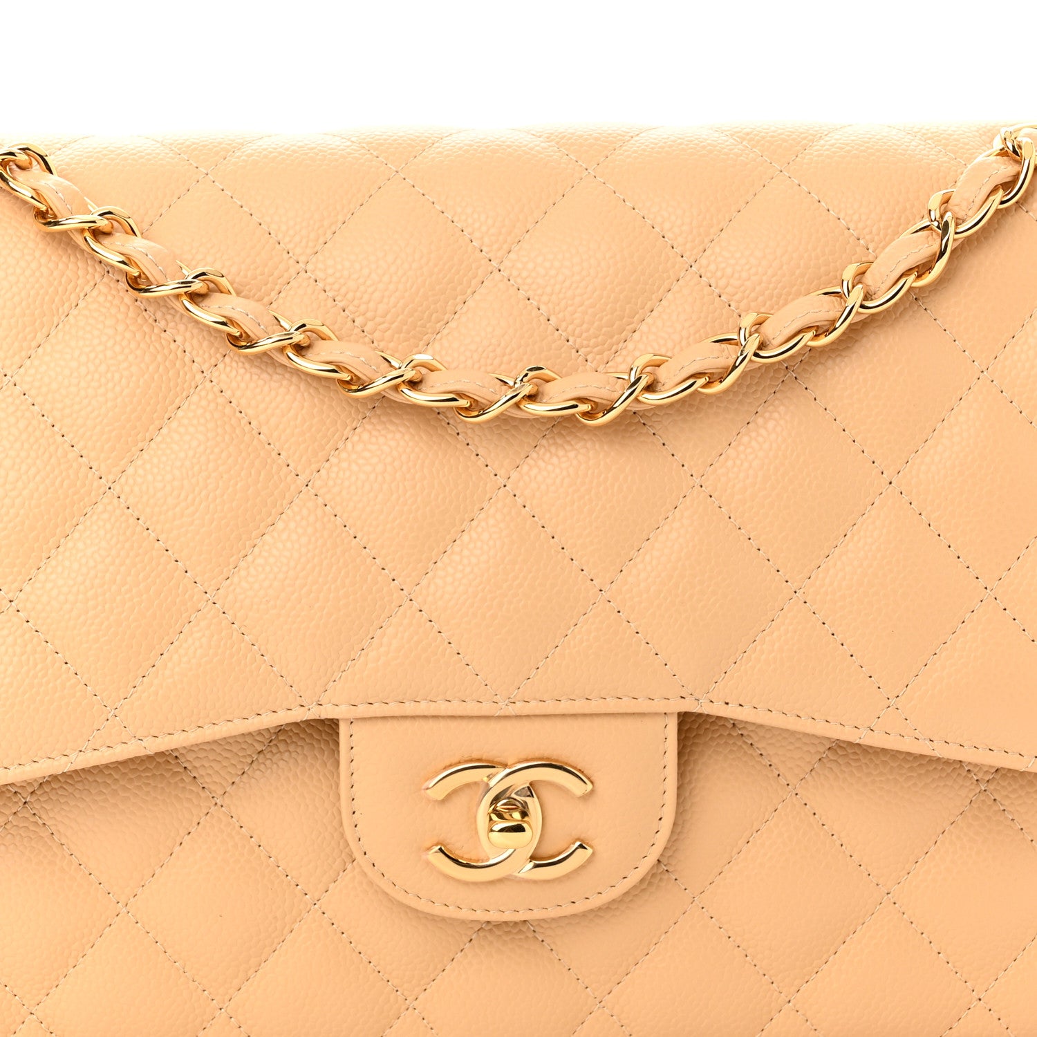 Chanel Caviar Quilted Jumbo Double Flap Beige 7 of 9