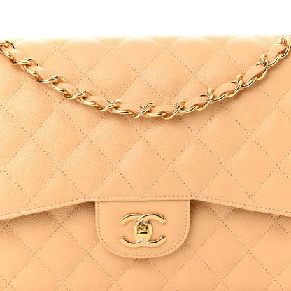 Chanel Caviar Quilted Jumbo Double Flap Beige 7 of 9