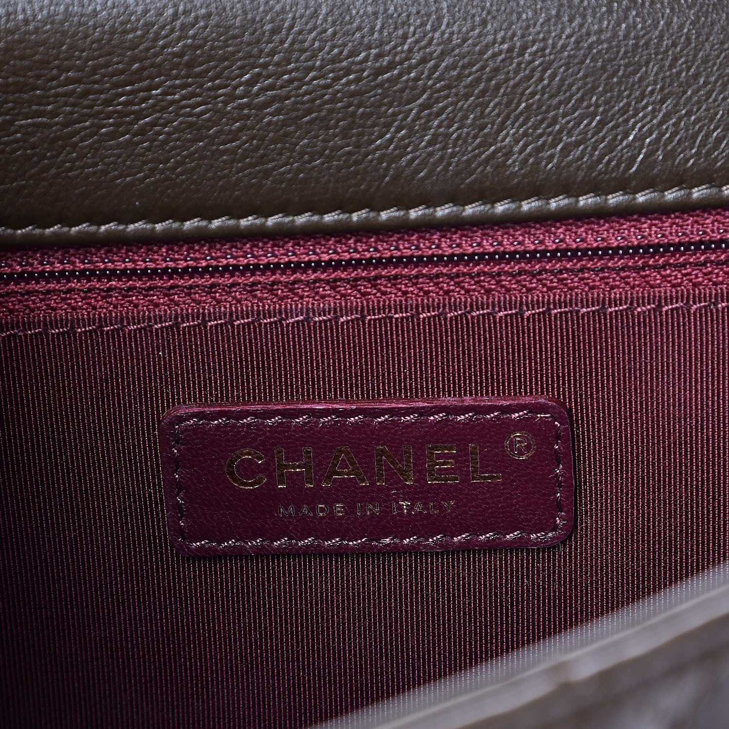 Chanel Calfskin Quilted Medium Gold Bar Top Handle Flap Dark Khaki 6 of 8
