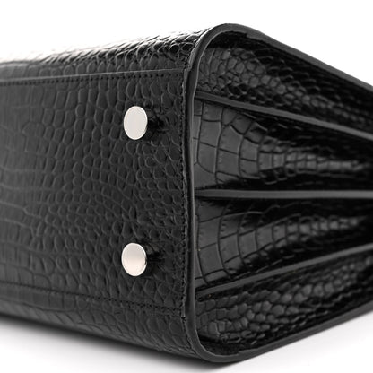 Saint Laurent Calfskin Crocodile Embossed Baby Sac De Jour Black 11 of 12