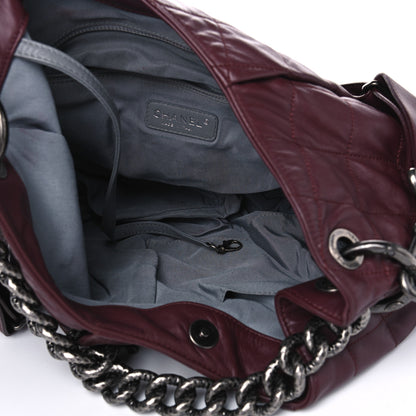 Chanel Calfskin Coco Pleats Hobo Burgundy 4 of 7