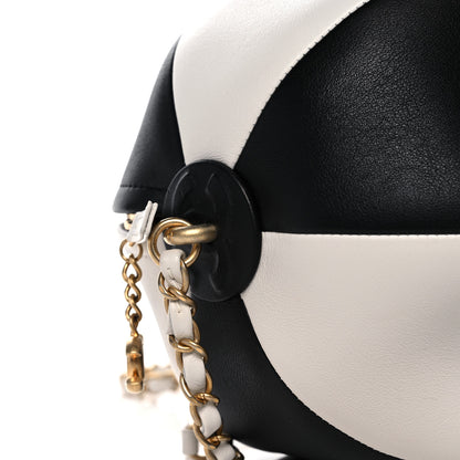 Chanel Calfskin Coco Beach Ball Bag White Black 8 of 9