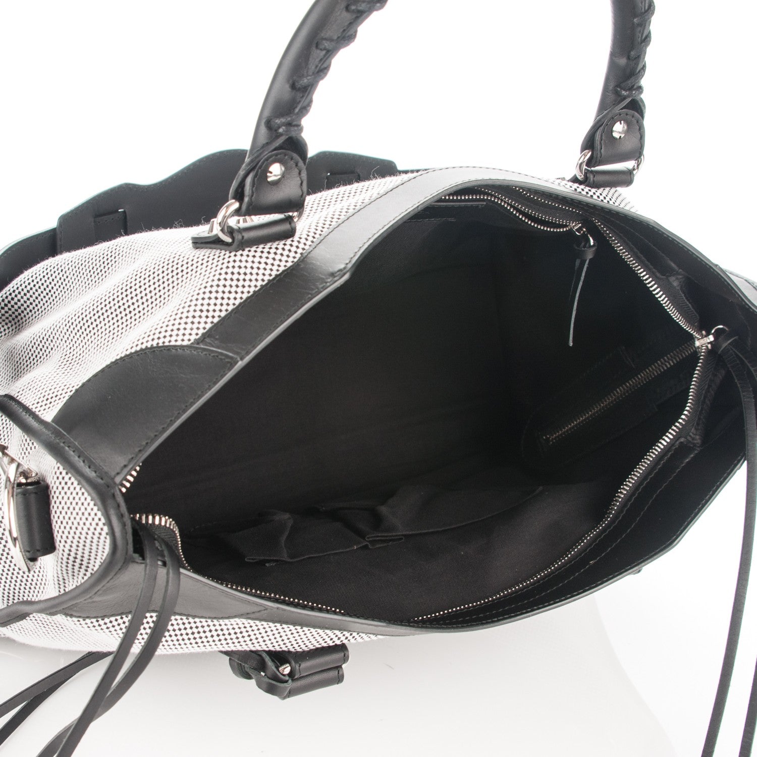 Balenciaga Calfskin Twill Classic Hardware Perforated City Black White 5 of 7