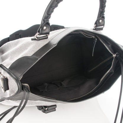 Balenciaga Calfskin Twill Classic Hardware Perforated City Black White 5 of 7