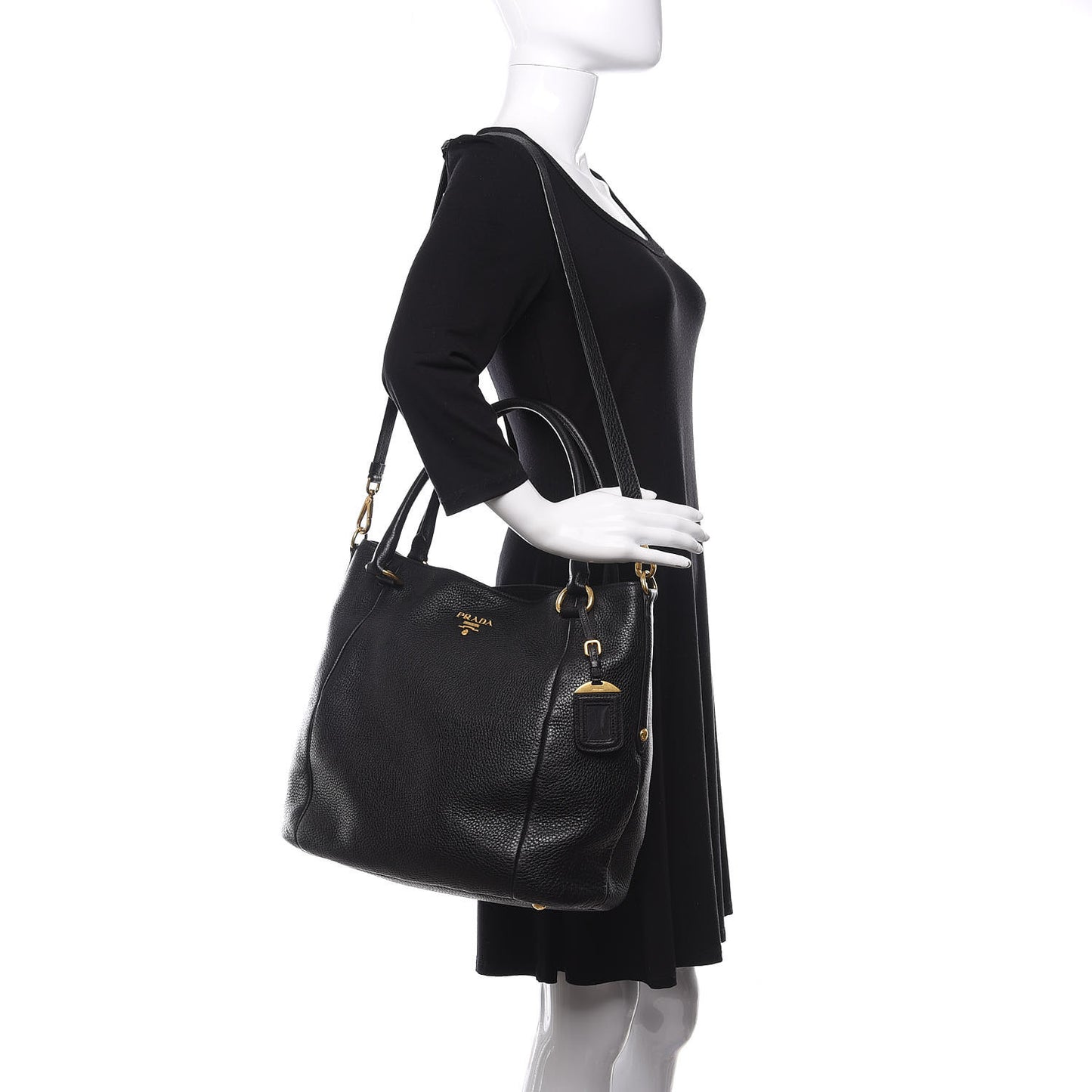 Vitello Daino Side Pocket Tote Black