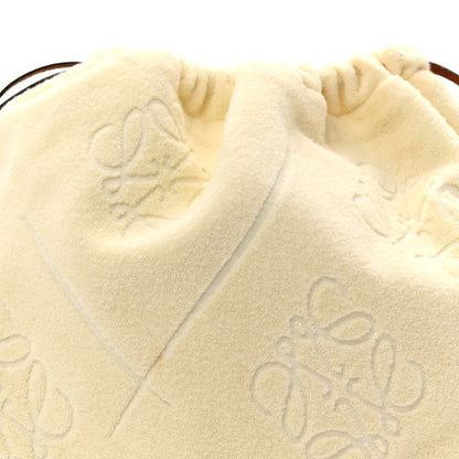 Loewe X PAULA'S IBIZA Terry Cloth Calfskin Drawstring Pouch Natural Tan 8 of 11