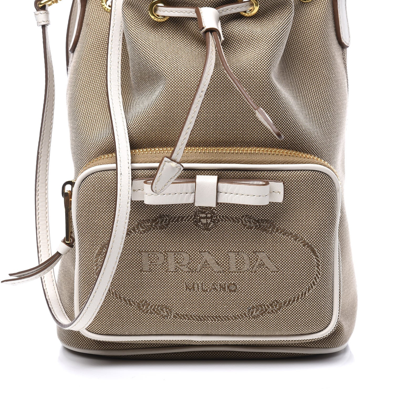 Prada Jacquard Logo Mini Bucket Crossbody Bag Corda Talco 10 of 10