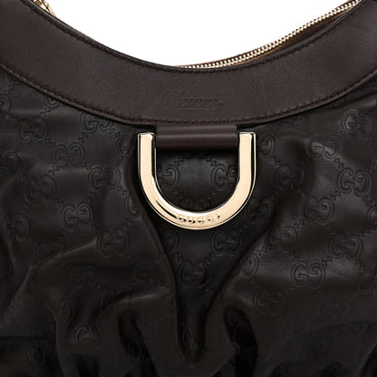 Gucci Guccissima Small D Gold Ring Shoulder Bag Chocolate Brown 7 of 9