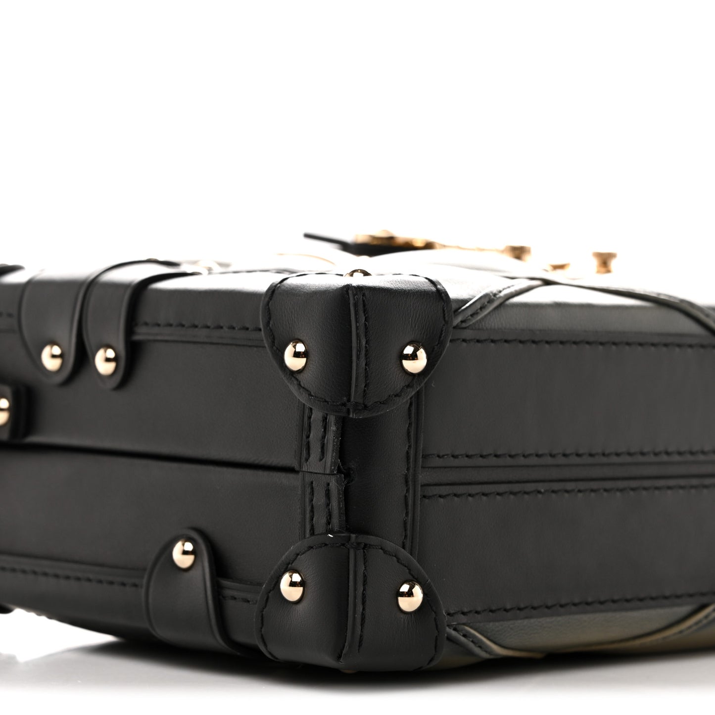 Lambskin Malletage Petite Malle Black Beige