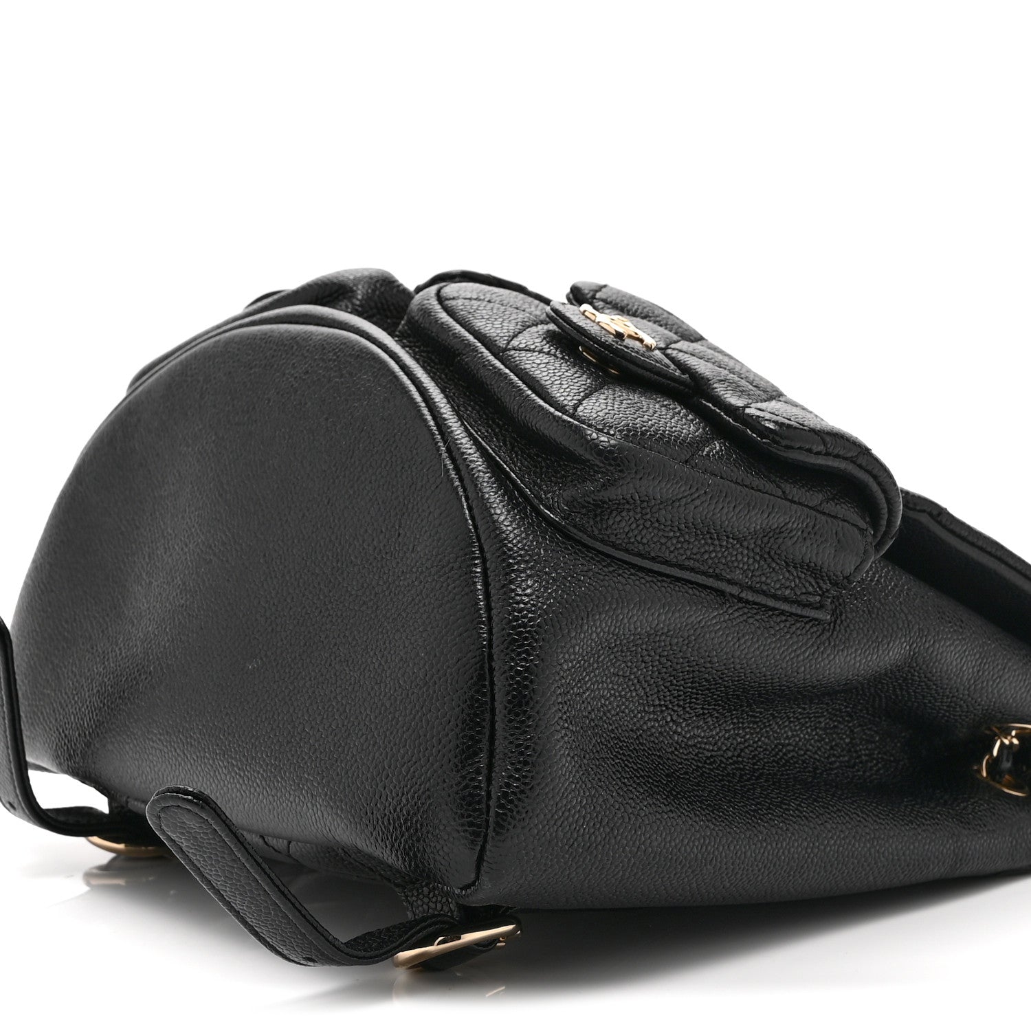 Chanel Shiny Caviar Quilted Medium Duma Pockets Drawstring Backpack Black 9 of 9