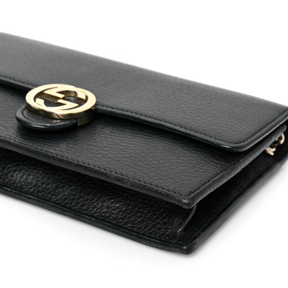 Gucci Dollar Calfskin Interlocking G Chain Wallet Black 9 of 9