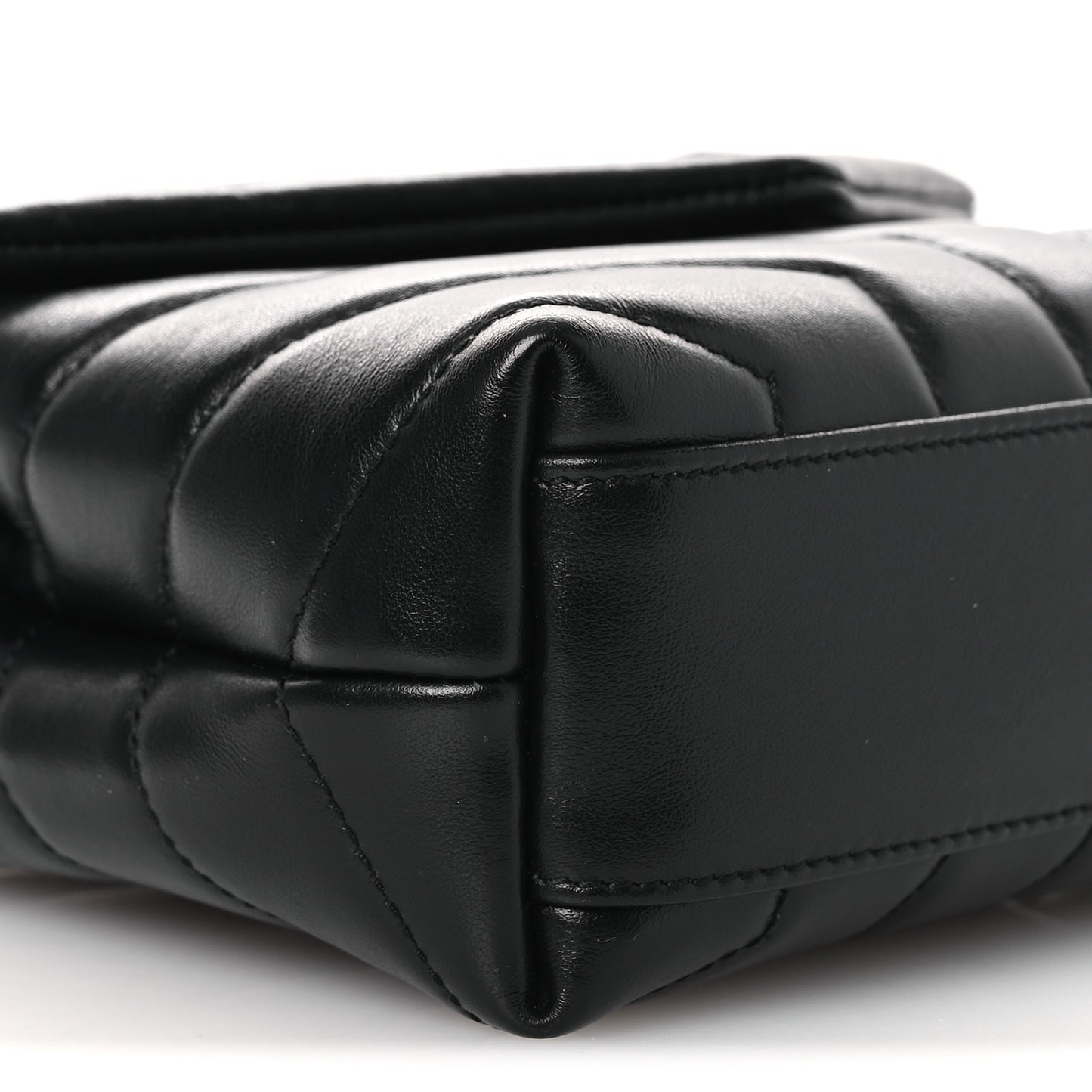 Calfskin Y Quilted Monogram Monochrome Toy Loulou Crossbody Bag Black