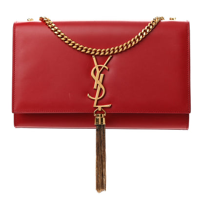 Saint Laurent Smooth Calfskin Medium Classic Monogram Kate Tassel Satchel Lipstick Red 1 of 15