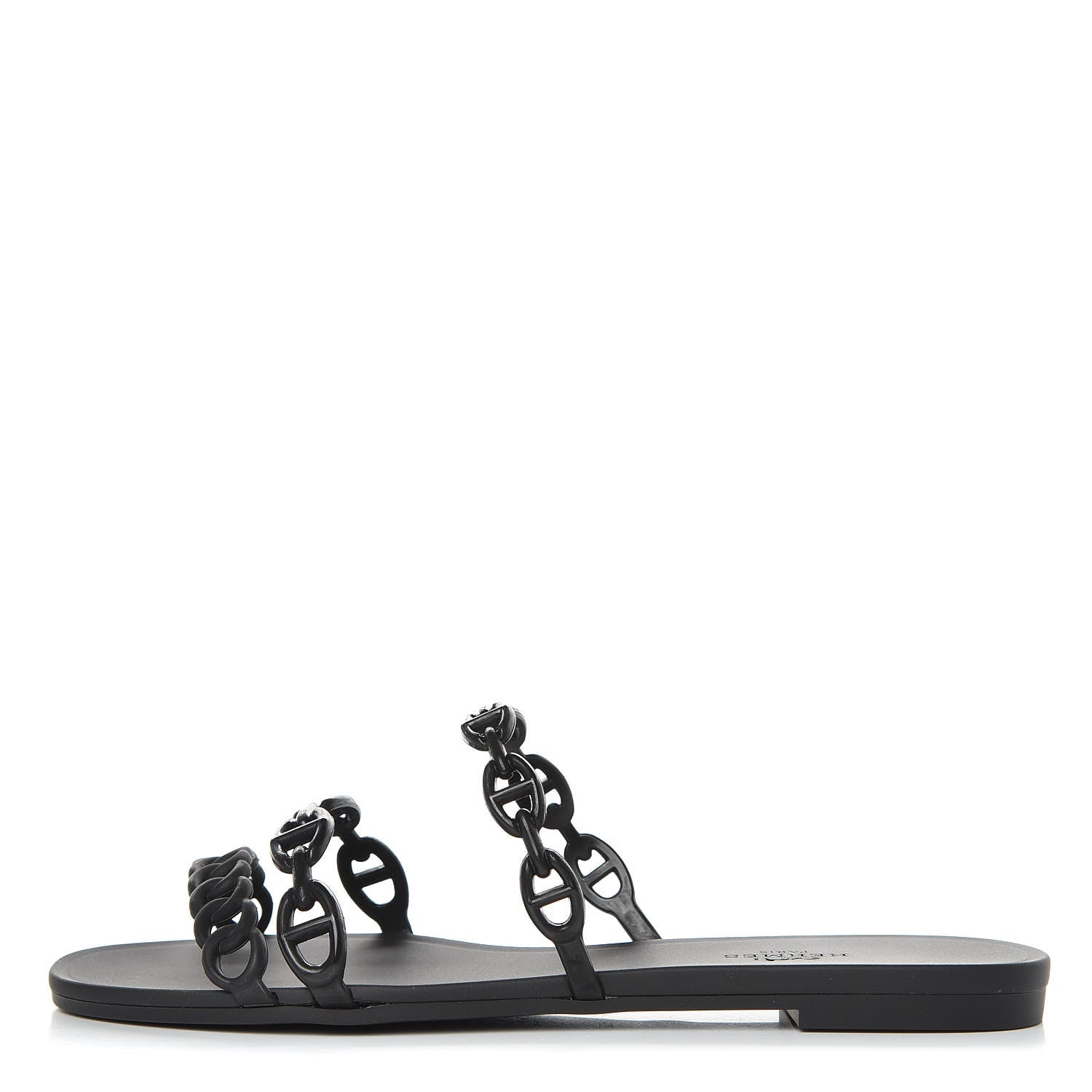Hermes Rubber Chaine d'Ancre Rivage Sandals 37 Black 1 of 8