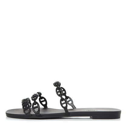 Hermes Rubber Chaine d'Ancre Rivage Sandals 37 Black 1 of 8